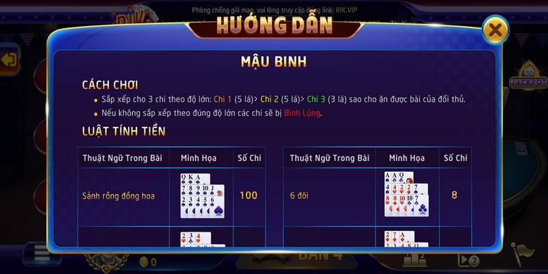 Mậu binh Rikvip: Game bài đẳng cấp cho tân thủ 2026 2 Quy định về những quân bài trong mậu binh Rikvip